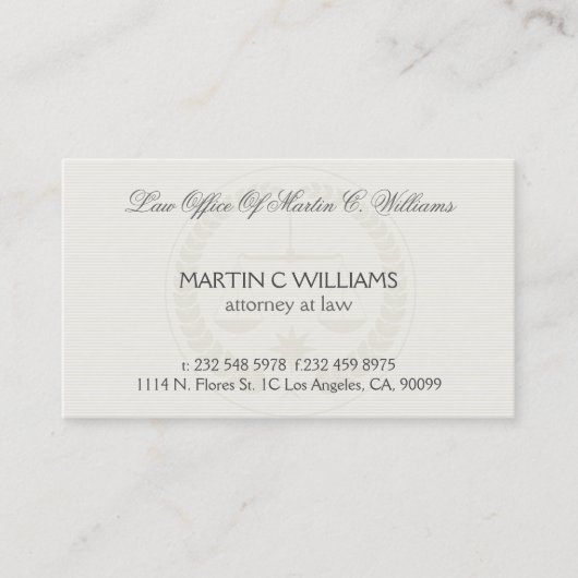 ライトクリームスケールのジャスティスウォーターマークビジネスCa 名刺 (正面)