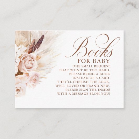 ライトクリームフローラエキゾチックBohoベビーシャワーブックス エンクロージャーカード (正面)