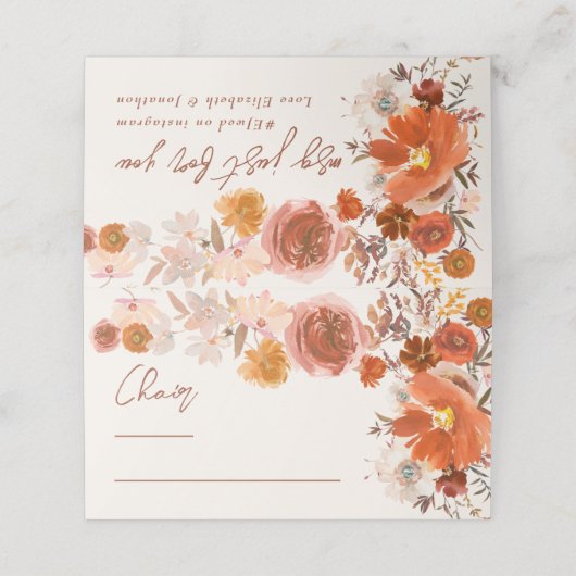 ライトクリームフローラ秋結婚シートのテーブル プレイスカード (外部開封)