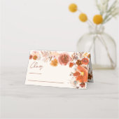 ライトクリームフローラ秋結婚シートのテーブル プレイスカード (正面)