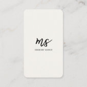 ライトクリームミニマルモダンイニシャルQRコード 名刺 (裏面)