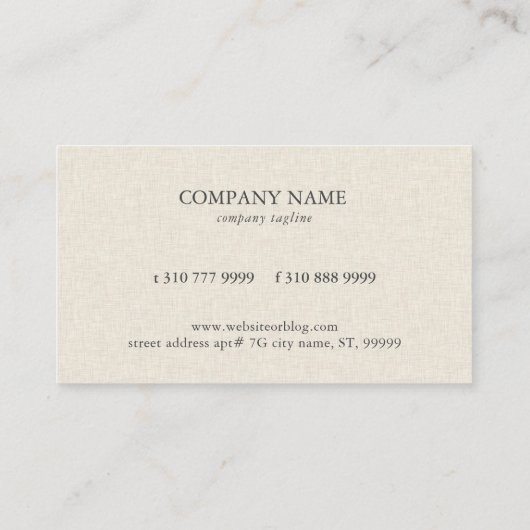 ライトクリームリネンのテクスチャ 名刺 (裏面)