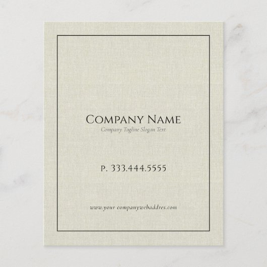 ライトクリームリネン文字ブラックタイポグラフィ チラシ (正面)