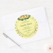 ライトクリーム製品ラベルイエローローズダイヤモンド ラウンドシール (封筒)