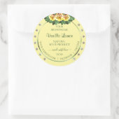 ライトクリーム製品ラベルイエローローズダイヤモンド ラウンドシール (バッグ)