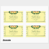 ライトクリーム製品ラベルイエローローズダイヤモンド 長方形シール (シート)