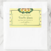 ライトクリーム製品ラベルイエローローズダイヤモンド 長方形シール (バッグ)