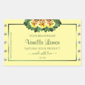 ライトクリーム製品ラベルイエローローズダイヤモンド 長方形シール (正面)