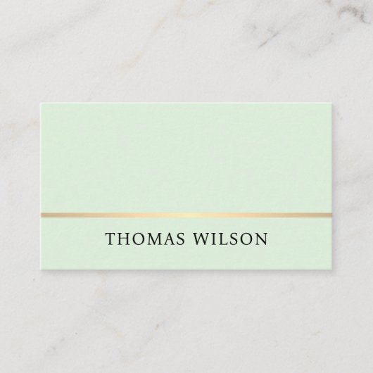 ライトグエレガントリーンフェイク金ゴールドラインコンサルタント 名刺 (正面)