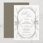 ライトグエレガントリーンフローラブライダルシャワー 招待状 (正面/裏面)