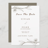 ライトグエレガントリーンフローラ日付カードを保存 招待状 (正面/裏面)