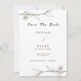 ライトグエレガントリーンフローラ日付カードを保存 招待状