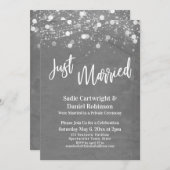 ライトグランジたった今結婚しましたグレー披露宴のみ 招待状 (正面/裏面)