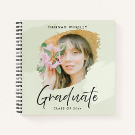 ライトグリーンあなたの写真を追加カスタム卒業ゲスト ノートブック