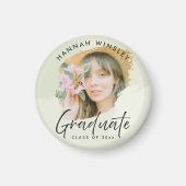 ライトグリーンあなたの写真を追加カスタム卒業ゲスト マグネット (正面)
