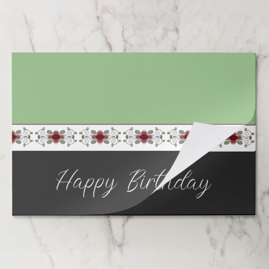 ライトグリーンとソフトブラックの紙ランチョンマット ペーパーパッド (折り畳み)