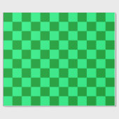 ライトグリーンとダークグリーン市松模様にデザイン ラッピングペーパー (フラット)