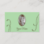 ライトグリーンとブラウン華美(ポートレート写真) 名刺 (正面)