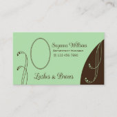 ライトグリーンとブラウン華美(ポートレート写真) 名刺 (正面)