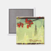 ライトグリーンとレッドのエレガンス マグネット (正面/裏面)