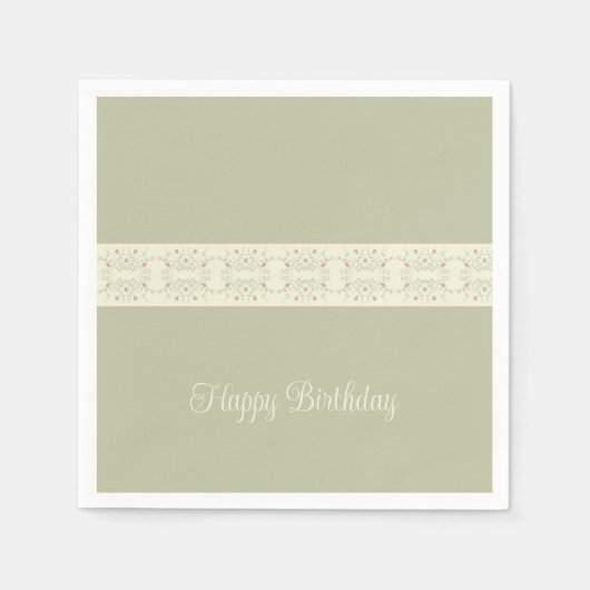 ライトグリーンとローズピンク スタンダードカクテルナプキン (正面)