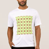 ライトグリーンに赤い花の蔓模様 Tシャツ (正面)