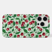 ライトグリーンのギンガムチェックに赤いチェリー iPhoneケース (裏面横)