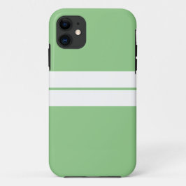ライトグリーンのスポーティストライプなツインホワイトレース iPhone 11 ケース