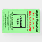 ライトグリーンのバナーでのビジネスのハヌカ祭りのセール 横断幕 (横)