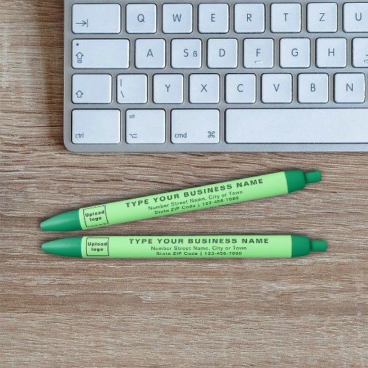 ライトグリーンのビジネスブランドのインクペン 黒ボールペン