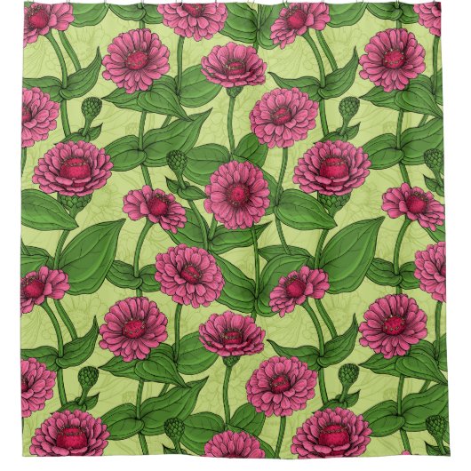 ライトグリーンのピンクジニアス シャワーカーテン (正面)