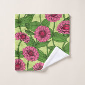 ライトグリーンのピンクジニアス バスタオルセット (ウォッシュタオル)