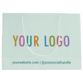 ライトグリーンのロゴ入りギフトバッグ（12.5インチ） ラージペーパーバッグ (裏面)