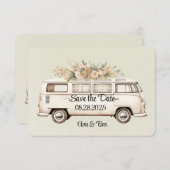 ライトグリーンのヴィンテージバス ウェディング セーブザデート