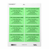 ライトグリーンの包装紙に載せた、シンプルなテキストのビジネスブランド ラベル (フルシート)