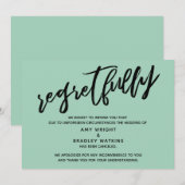 ライトグリーンの残念な結婚式中止カード 招待状 (正面/裏面)