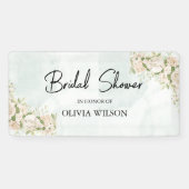 ライトグリーンの水彩花柄のウェディングシャワーの招待状 横断幕 (横)