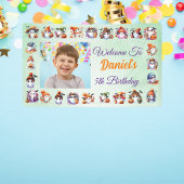 ライトグリーンの水彩　ゴーストテーマの誕生日 横断幕