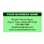 ライトグリーンの発送バッグにハイライトされた企業名 ラベル (正面)