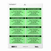 ライトグリーンの発送バッグにハイライトされた企業名 ラベル (フルシート)