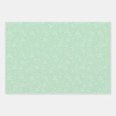 ライトグリーンの白いクリスマスアウトライン ラッピングペーパーシート (正面3)