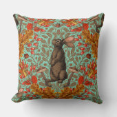 ライトグリーンの秋のうさぎ クッション (正面)