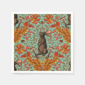 ライトグリーンの秋のうさぎ スタンダードカクテルナプキン (正面)