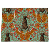 ライトグリーンの秋のうさぎ ラージペーパーバッグ (正面)