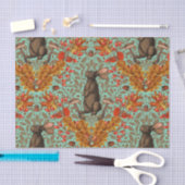 ライトグリーンの秋のうさぎ 薄葉紙 (クラフト)