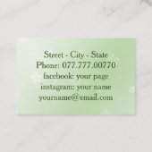 ライトグリーンの緑の蝶 –  名刺 (裏面)