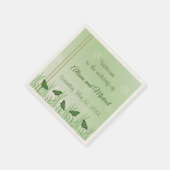 ライトグリーンの緑の蝶 – 結婚s スタンダードカクテルナプキン (角)