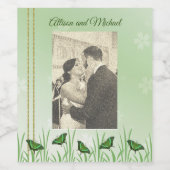 ライトグリーンの緑の蝶 – 結婚s ワインラベル (シングルラベル)