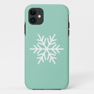 ライトグリーンの背景に白いノルディック雪の結晶 iPhone 11 ケース