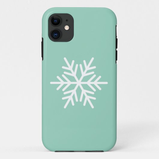 ライトグリーンの背景に白いノルディック雪の結晶 Case-Mate iPhoneケース (裏面)
